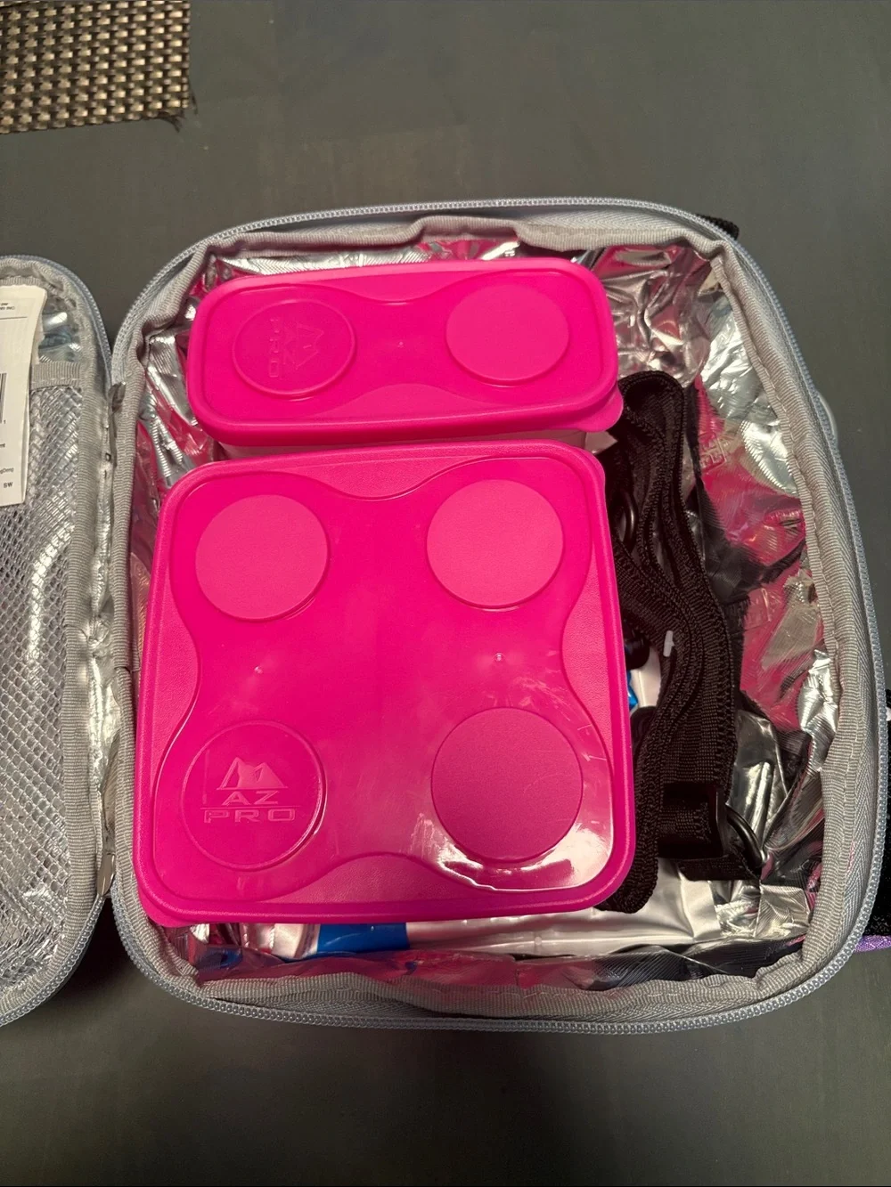 Kids Dual-Compartment Purple Lunch Pack with Pink Trim
